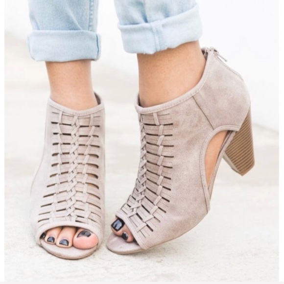 A Mermaid's Epiphany Shoes - Mia | Woven Booties | Taupe